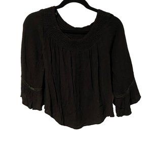 Unbranded black flowy top size Medium with long sleeves
